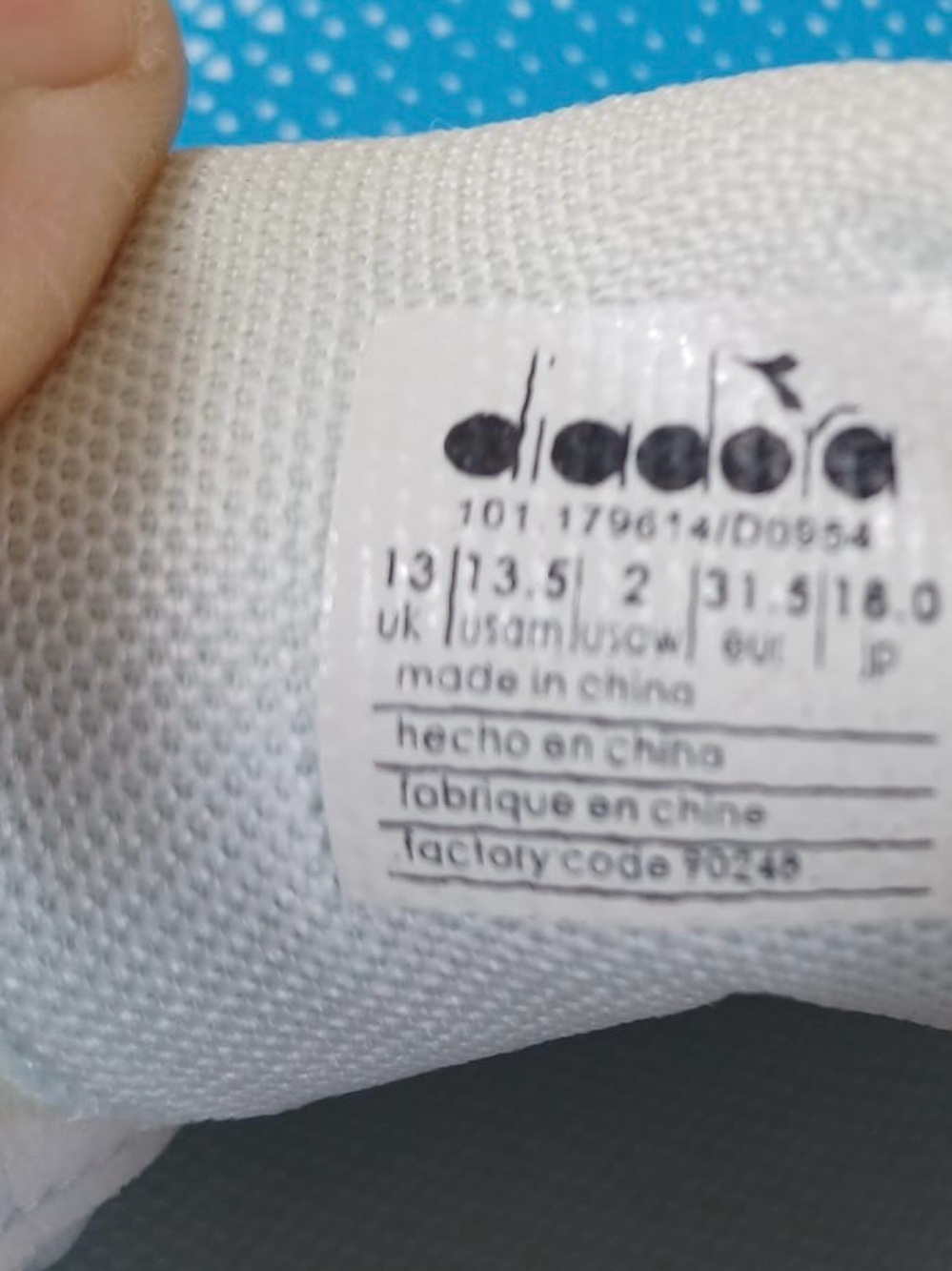 Diadora Kids Turquoise and White Sneakers with Orange Logo - Picture 6 of 6